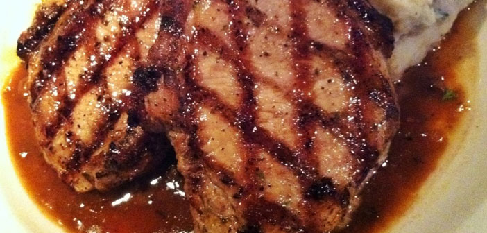 Grilled Pork Chops with Grape and Fig Chutney