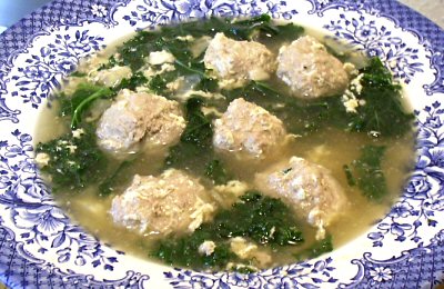 ITALIAN EGG DROP SOUP WITH KALE AND MEATBALLS